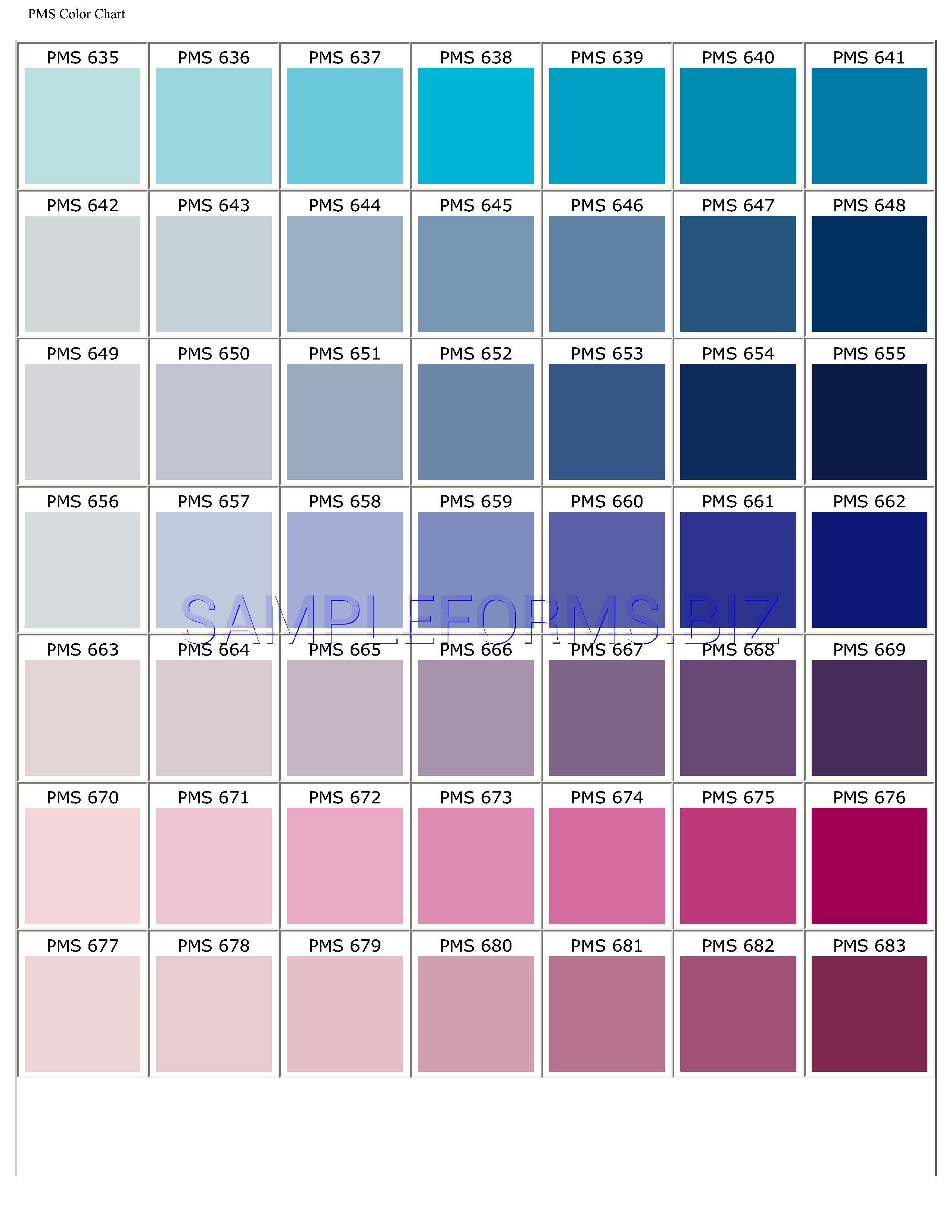 Mauvilac Colour Chart